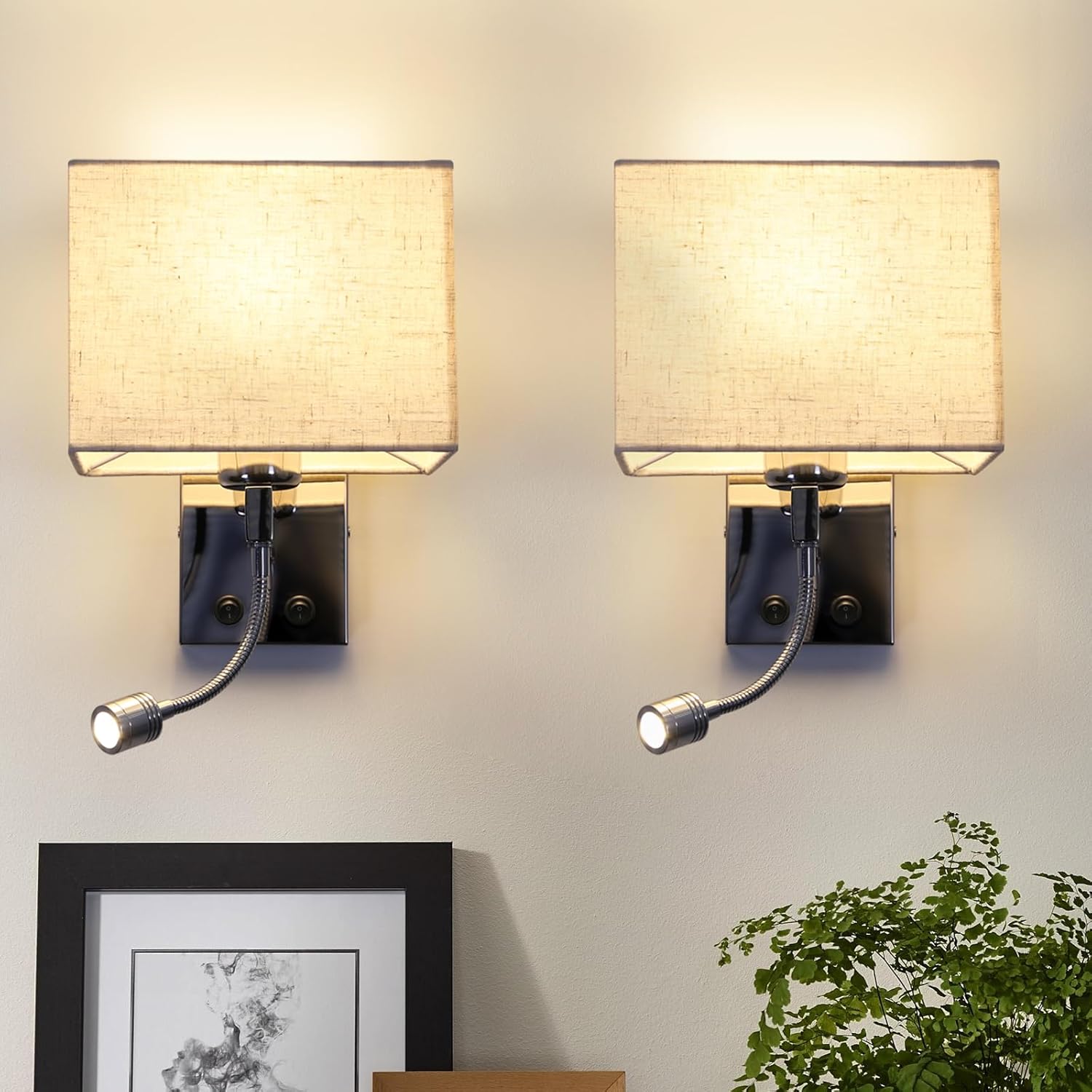 NETTLIFE 2 LED-seinävalaisimen setti joustavalla lukuvarrella E27